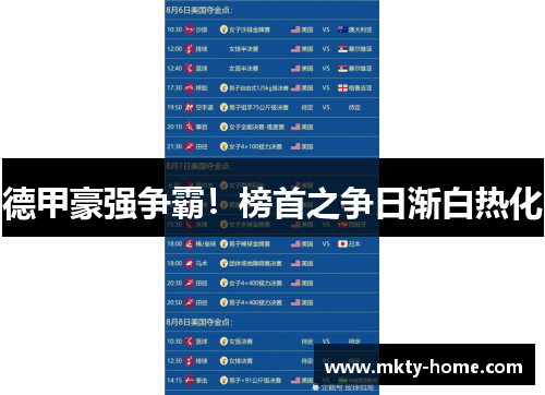 德甲豪强争霸！榜首之争日渐白热化